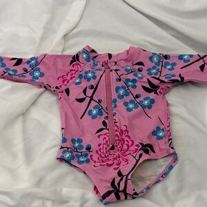 Tea Collection Pink and Blue Floral Kids Rashguard